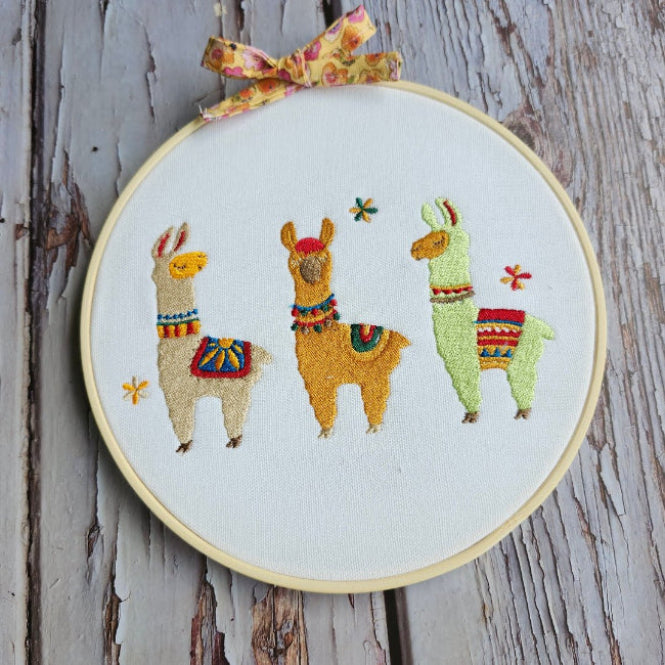 Hoop llama embroidery