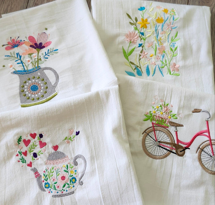 tea towels embroidery designs