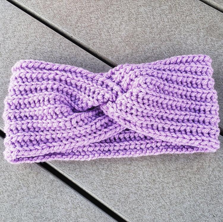 crochet lilac headband