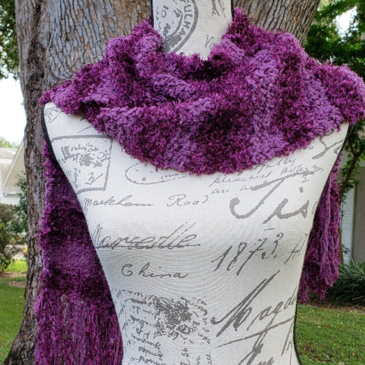 crochet purple scarf