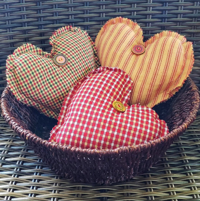 plaid fabric hearts