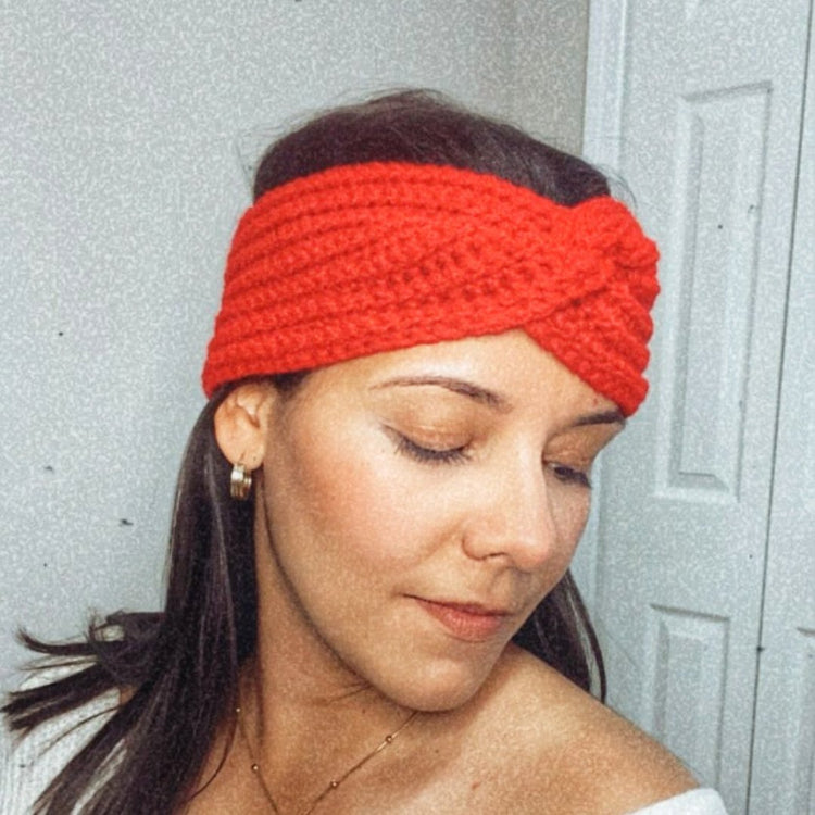 Crochet Red Twist Headband, Knot Twist Turban, Gift for any