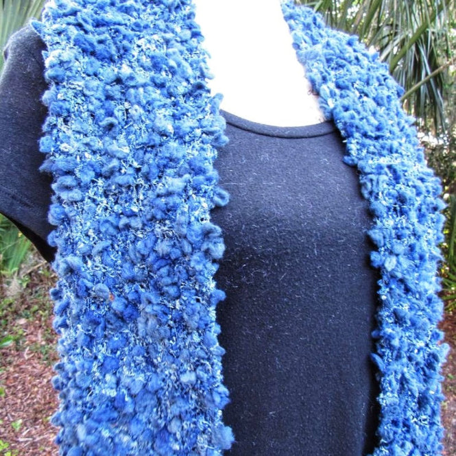 Crochet blue scarf