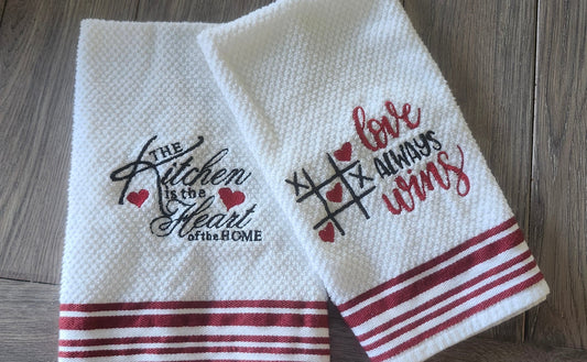 Kitchen towels arranged in a home setting showing texture and everyday use