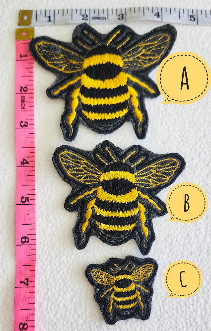 Embroidered bee patches