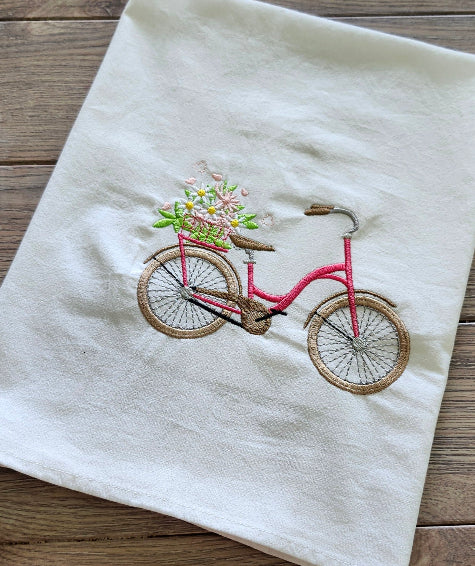 bicycle embroidered towel