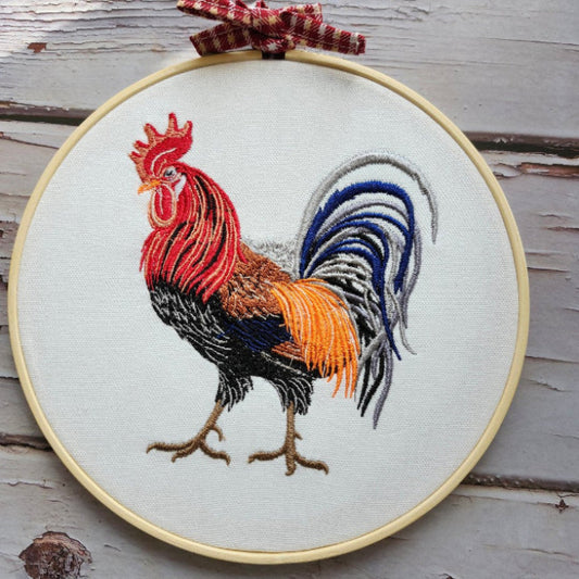 hoop embroidery Rooster