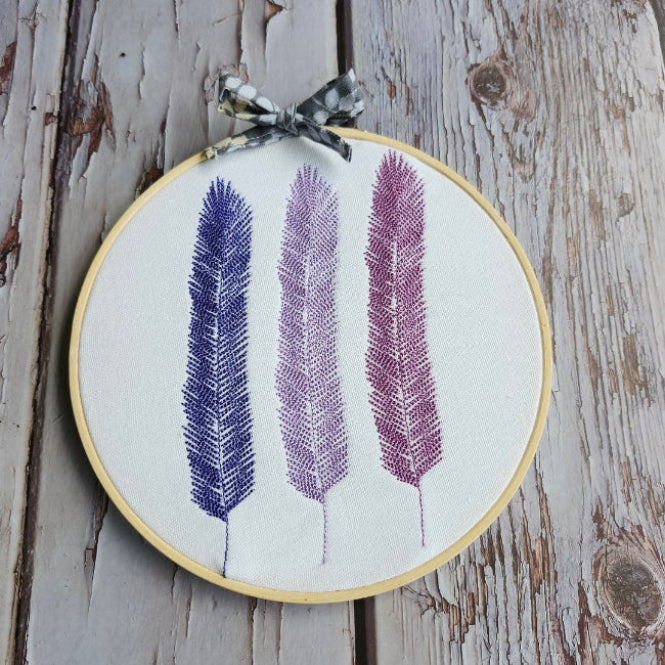 hoop embroidery feathers