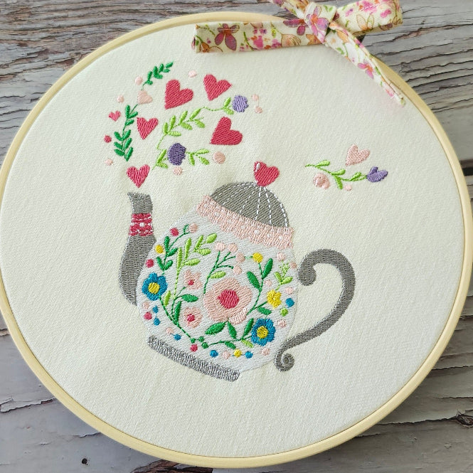 floral Tea pot embroidered