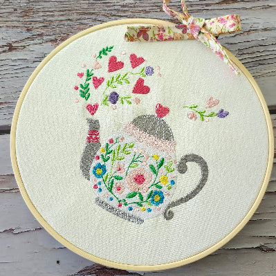 Wall Art embroidered tea pot