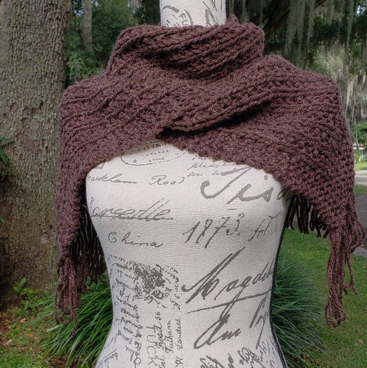 crochet brown shawl